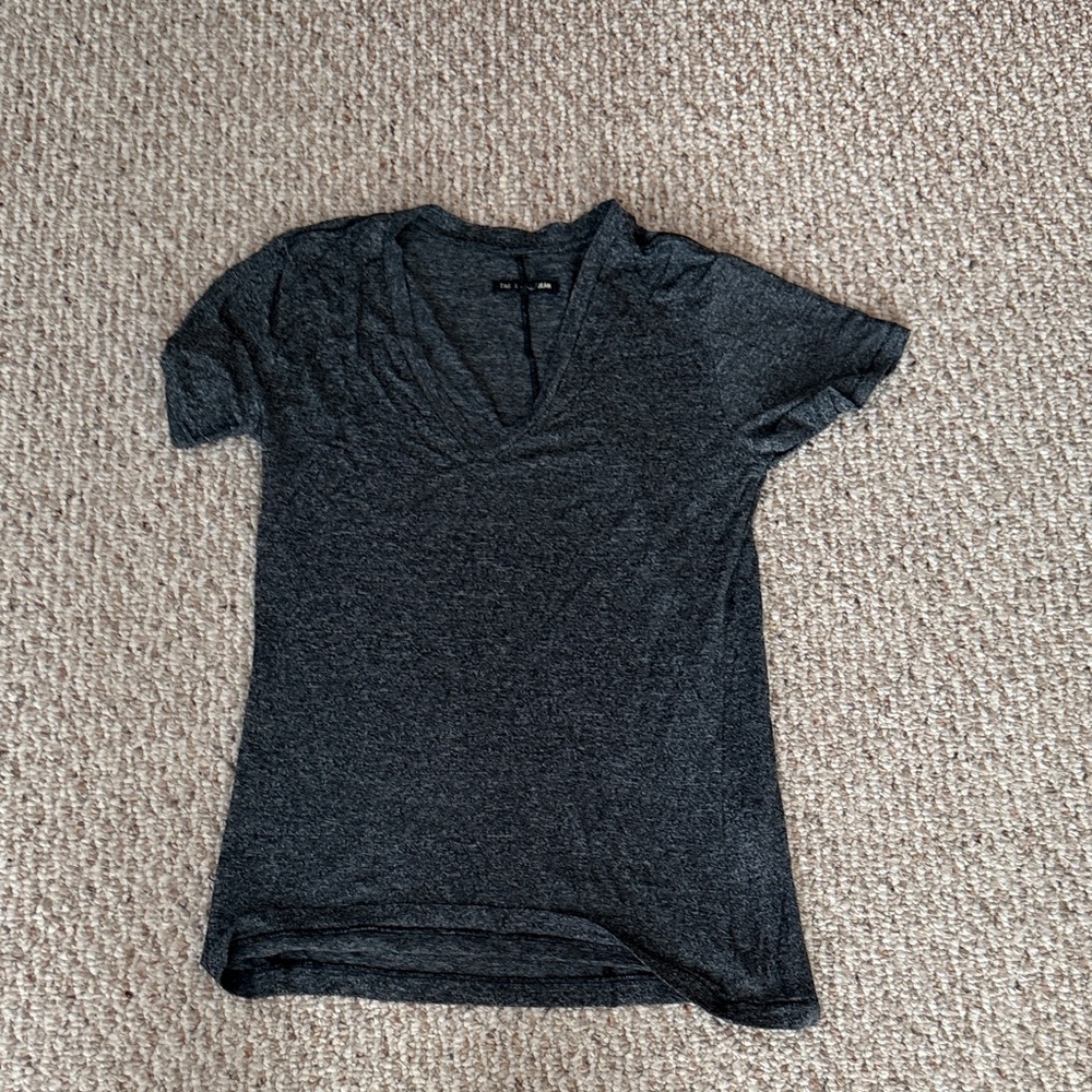 rag & bone Women's Charcoal V-Neck Short Sleeve Tee